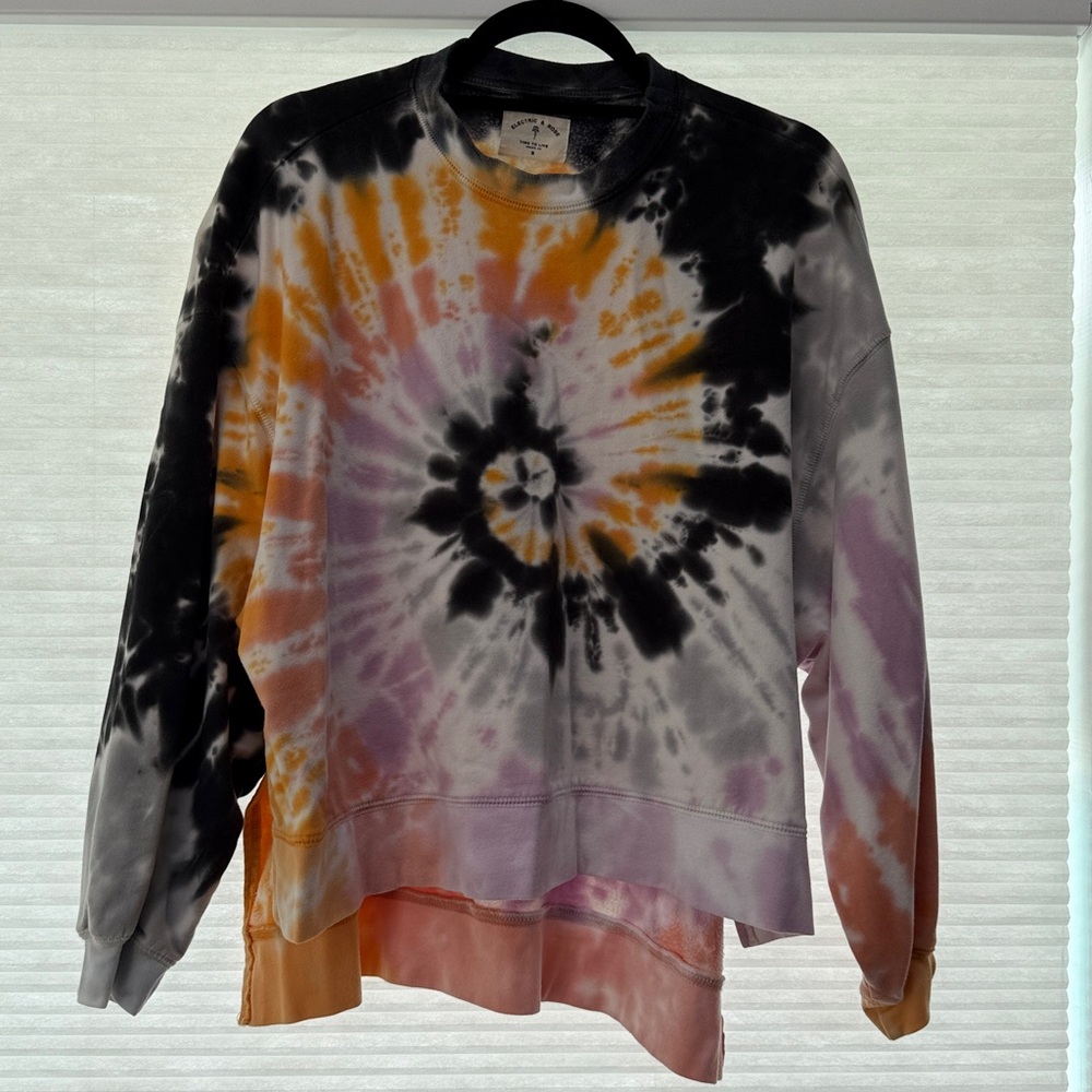 Electric & Rose Neil Tie-Dye Top in Black, Orange, and Pink
